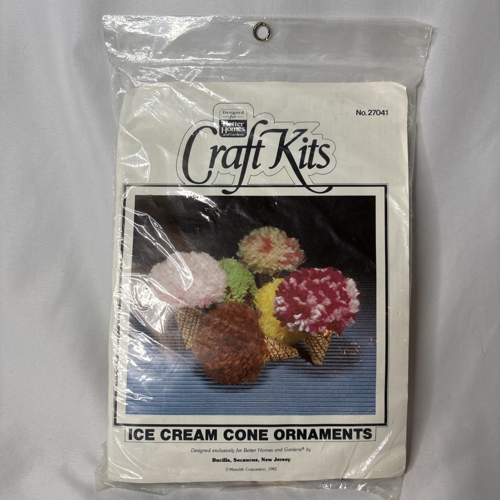 Vtg Bucilla Better Homes & Gardens Craft Kits Ice Cream Cone Ornaments #27041